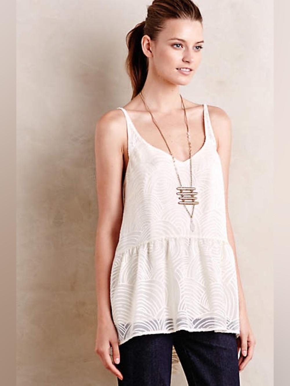 Hd In Paris Anthropologie Laleh Cami Tank Cream White Camisole Top Size Large